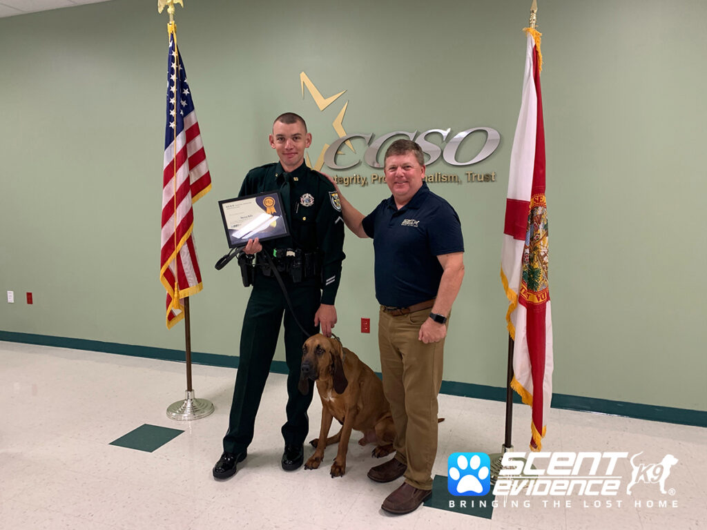 Charlotte County Sheriff's Office Cpl. Steven Sella, K9 Copper and Scent Evidence K9 CEO, Paul Coley