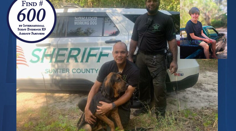 Florida Bloodhound Team Uses Scent Kit to Find Missing Teen with Autism in Sumter County