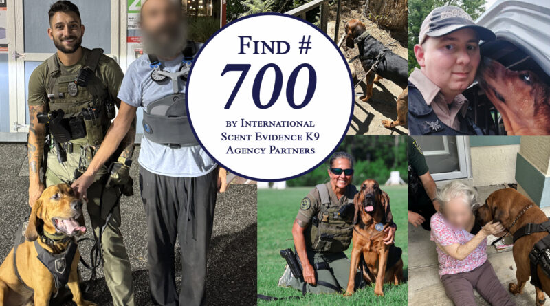 Scent Evidence K9 Partners Achieve 700th Find