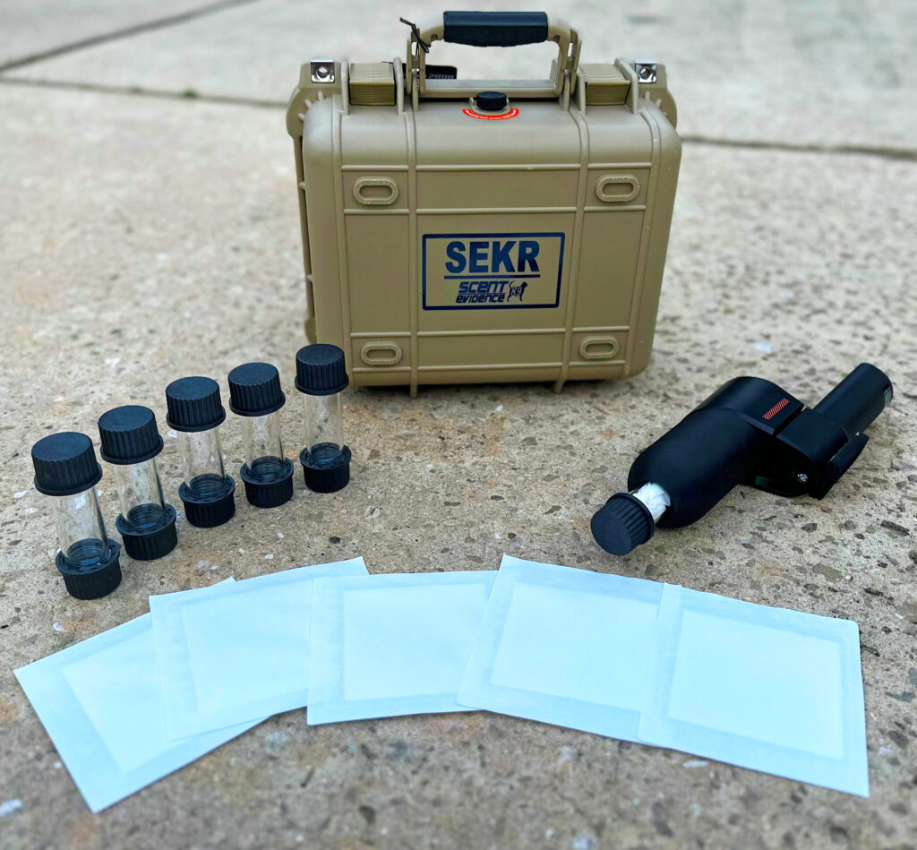 The SEKR 2 Scent Evidence Vacuum with case and contents